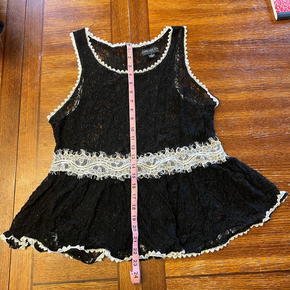 Vintage Forever 21 Black Lace Peplum Babydoll Tank Top Goth Coquette Plus Sz 1X - Picture 9 of 11
